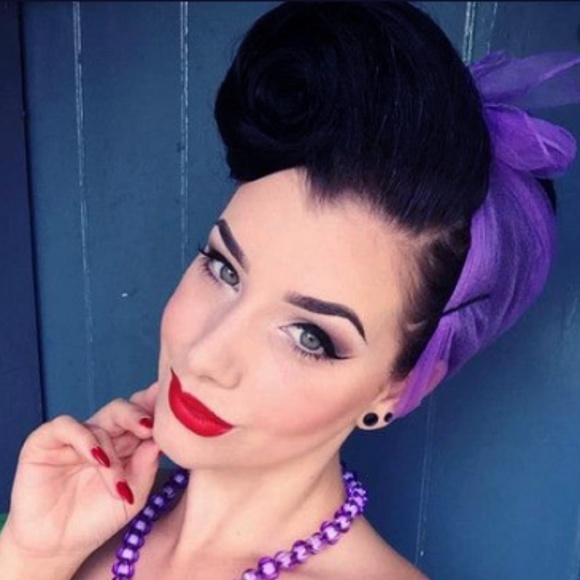 Grape Pinup Nylon chiffon head scarf rockabilly Pinup - Picture 1 of 3